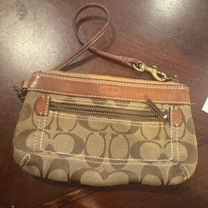 Coach Brown and Tan Wristlet